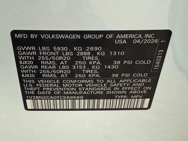 2026 Volkswagen Atlas 2.0T SEL