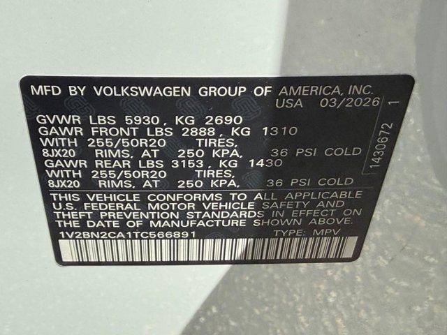2026 Volkswagen Atlas 2.0T SEL