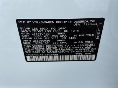 2026 Volkswagen Atlas 2.0T SEL