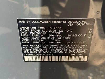 2026 Volkswagen Atlas 2.0T SEL