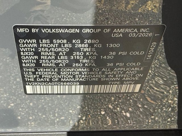 2026 Volkswagen Atlas 2.0T SE w/Technology