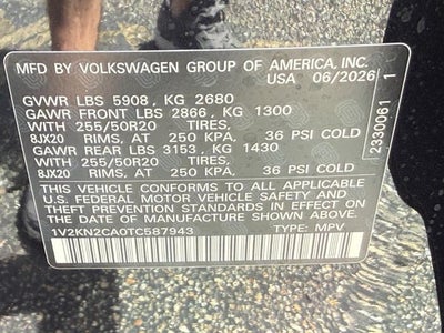 2026 Volkswagen Atlas 2.0T SE w/Technology