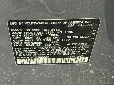 2026 Volkswagen Atlas 2.0T SE w/Technology