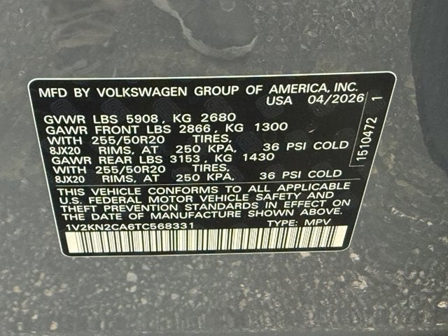 2026 Volkswagen Atlas 2.0T SE w/Technology