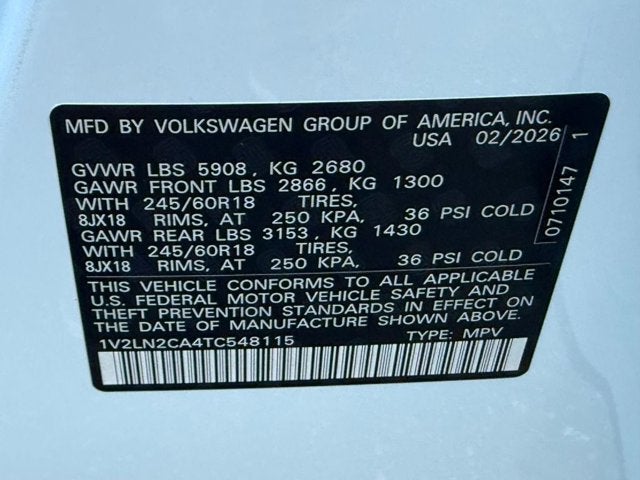 2026 Volkswagen Atlas 2.0T SE