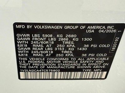 2026 Volkswagen Atlas 2.0T SE
