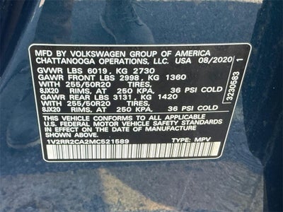 2021 Volkswagen Atlas 3.6L V6 SE w/Technology R-Line