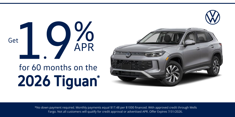 Get 1.9% APR for 60 months on the 2026 Tiguan*